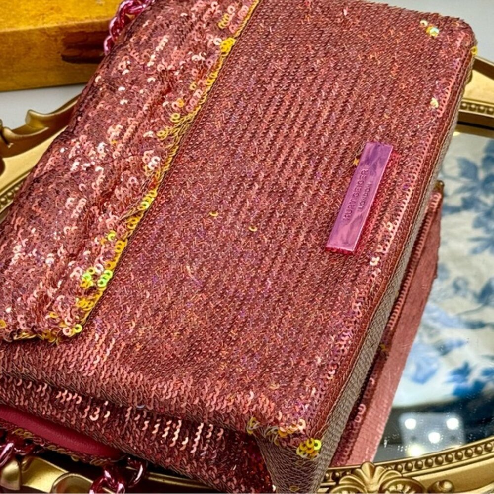 🆕 KURT GEIGER LONDON 🧿 NWOT Glitter Mini Kensington Crossbody Bag, Pink Drench - Picture 10 of 15